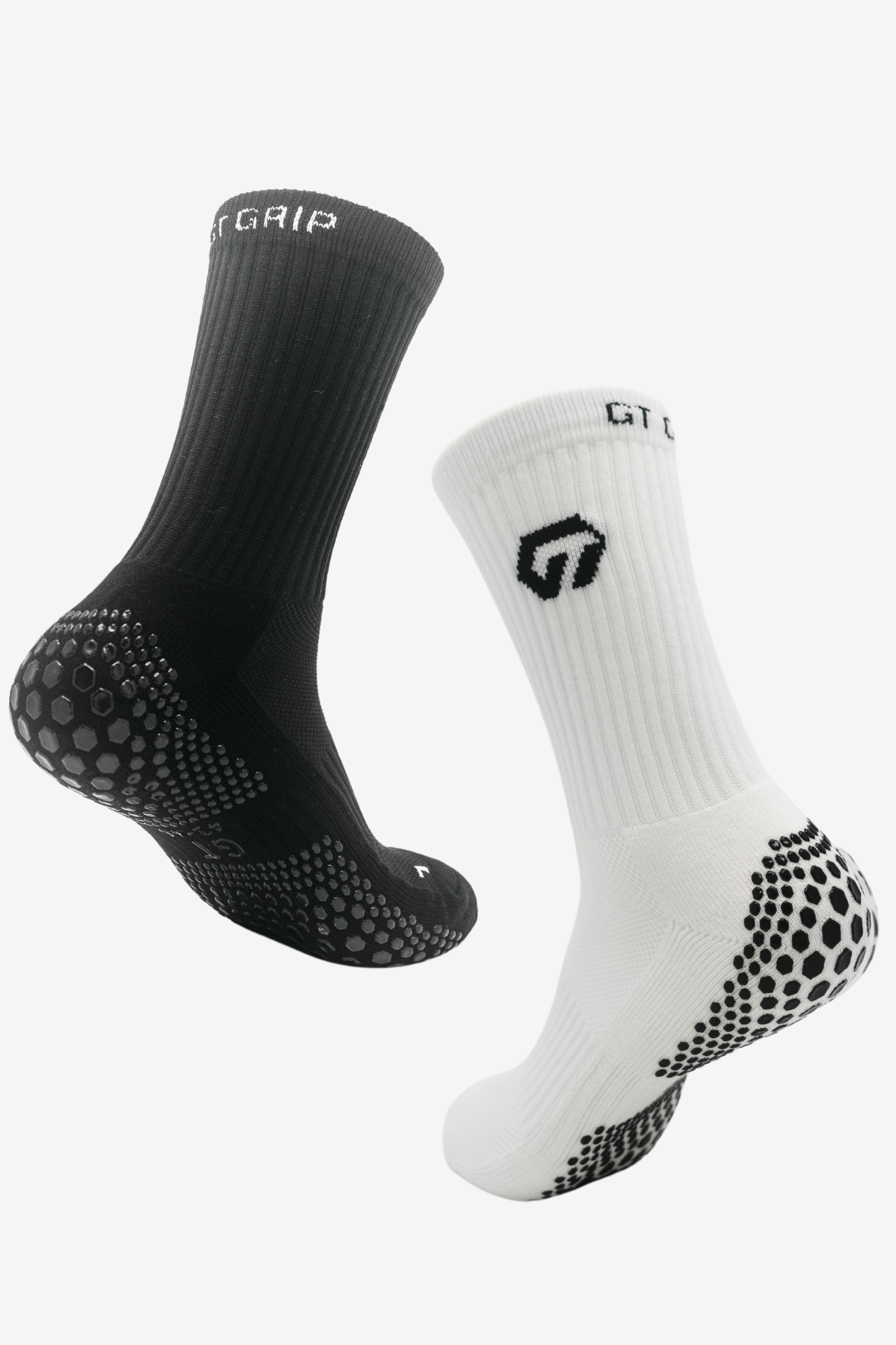 GT GRIP Socks Crew Performance - White and Black Product Picture